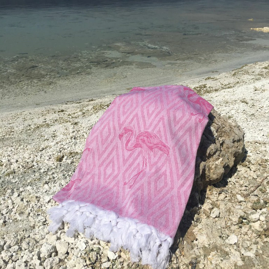 Peshqir plazhi Fouta, model Flamingo, ngjyrë fuchsia, 100x180cm (1 copë)