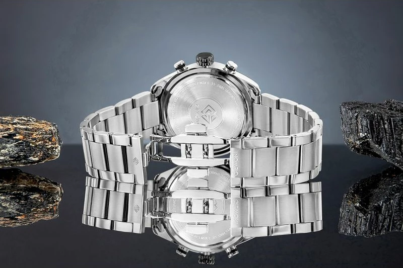 Orë dore meshkuj Giewont GW9580-B1, argjendtë/zezë