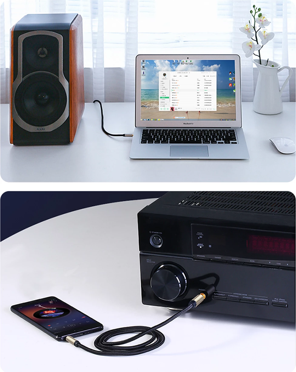 Kabllo audio Ugreen AV127 10625, mini jack 3.5mm në jack 6.35mm, 1m, Gri