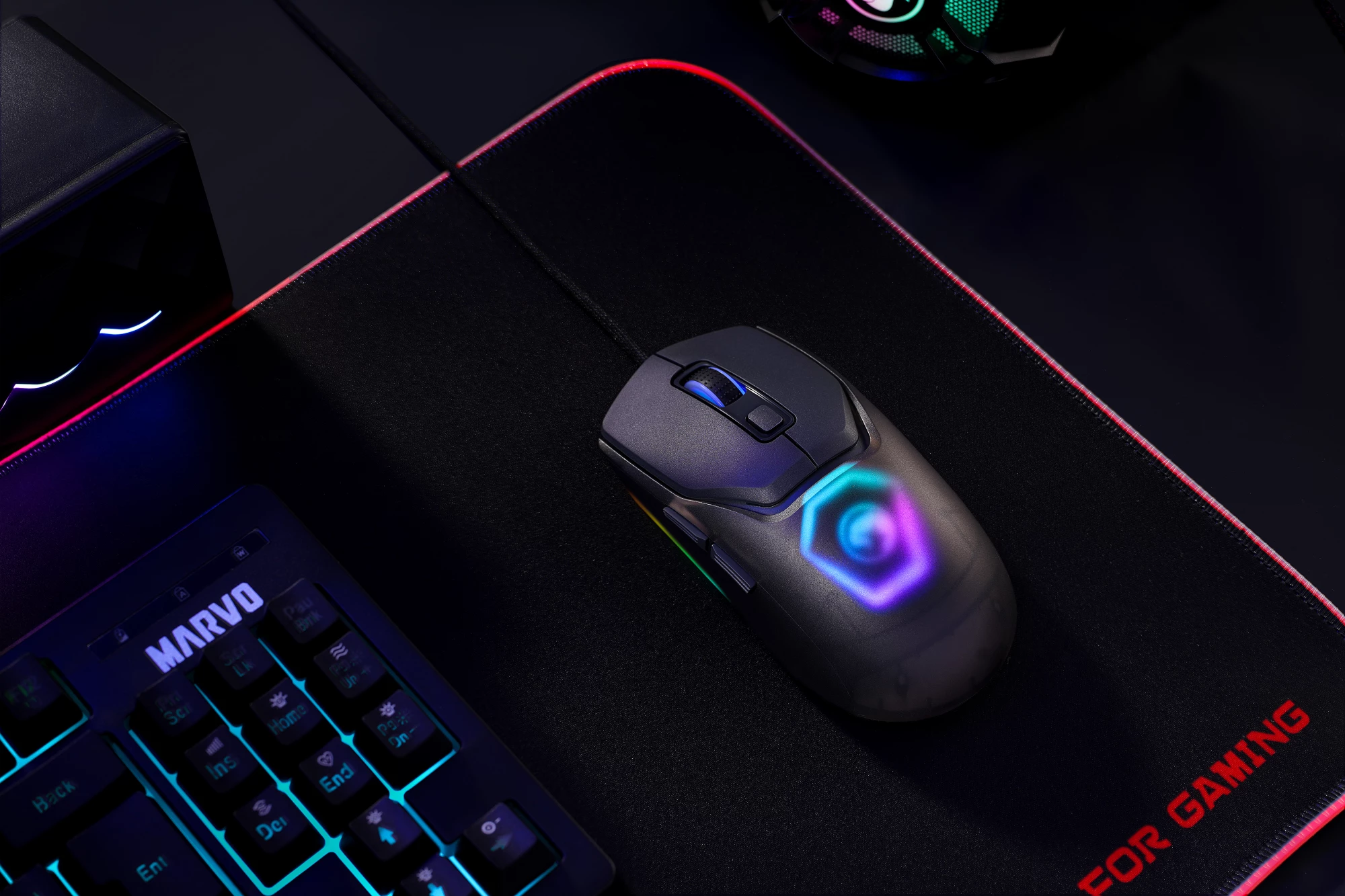 Maus gaming Marvo Fit Lite G1, 12000 DPI, RGB, me kabllo, 7 butona, i zi