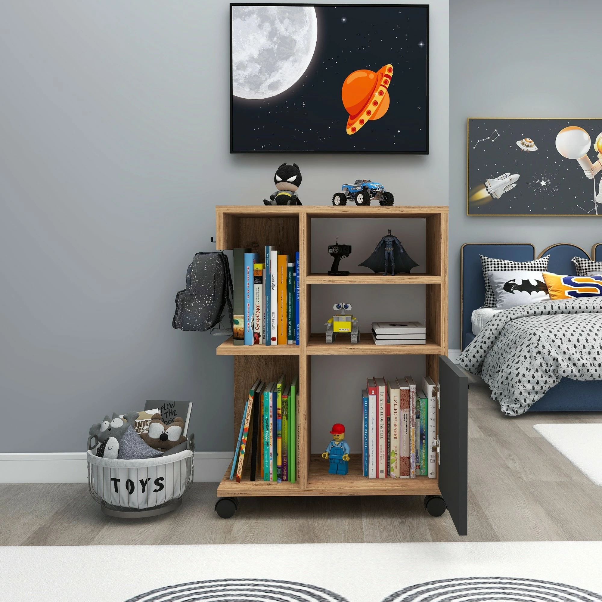 Dollap multifunksional Hanah Home, Rebusa, ngjyrë Atlantic Pine dhe antracit