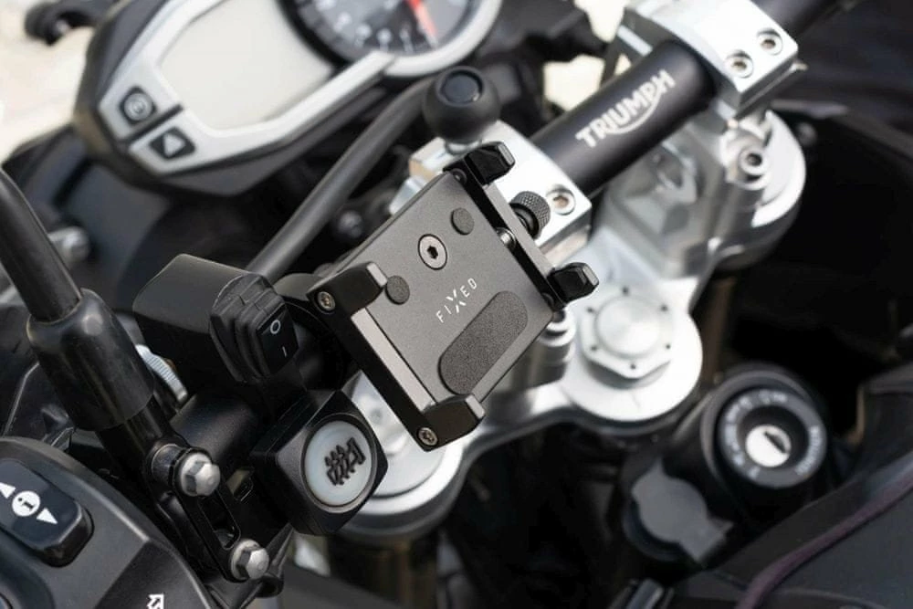 Mbajtës telefoni Fixed Fixed Bikee ALU për timon 18–31 mm, për 4–6.7", alumin me Anti-UV, i zi