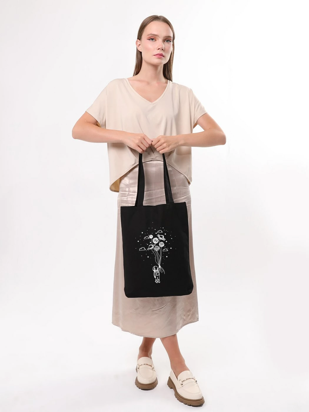 Torbë tote Zoozie Bags, e zezë, 35x40x8cm, 1436