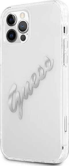 Mbështjellës Guess GUHCP12LKTRSVSI për iPhone 12 Pro Max 6.7", transparent, argjendtë