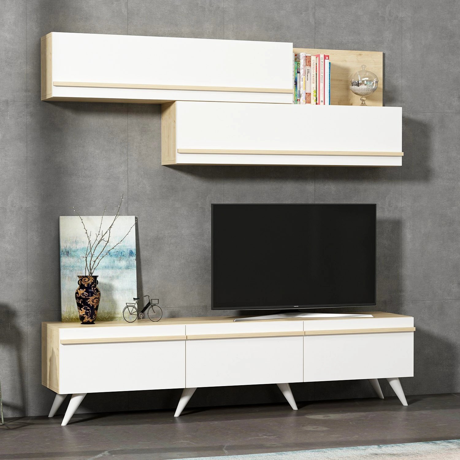 Komodë TV Skye Decor, Amsterdam - ngjyrë safir, e bardhë