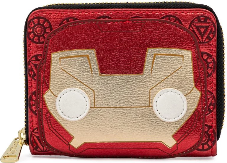 Portofol Loungefly Marvel Iron Man Head, zip-around, lëkurë vegane PU, 12.7 x 10 cm, i kuq/zi