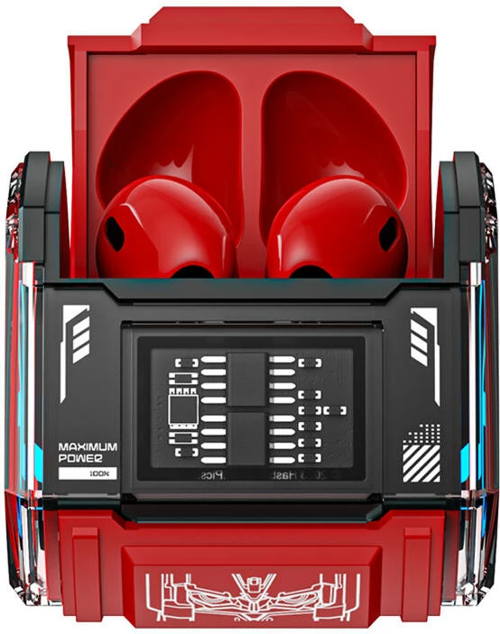 Kufje TWS Transformers MG-C03, Bluetooth 5.3, mikrofon, të kuqe
