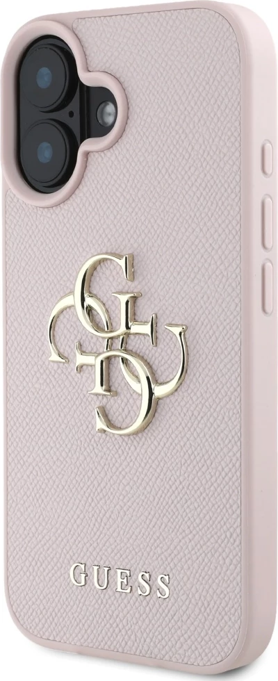Mbështjellës Guess Grained Big 4G Logo Small Classic Logo për iPhone 16, Rozë