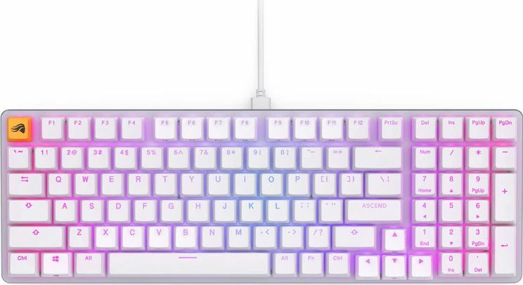 Tastierë mekanike Glorious GMMK 2 96% (GLO-GMMK2-96-FOX-W), Fox Switches, RGB, USB, US layout, e bardhë