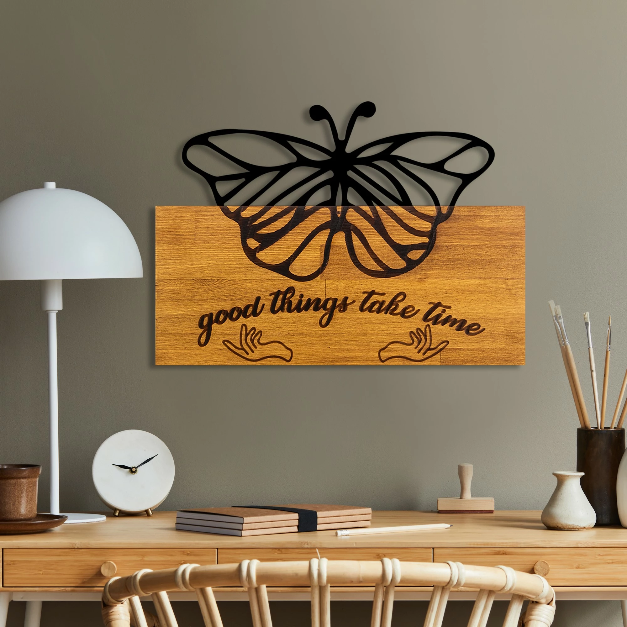 Aksesor dekorativ për mur, dru arre, flutur, Wallity Butterfly 5