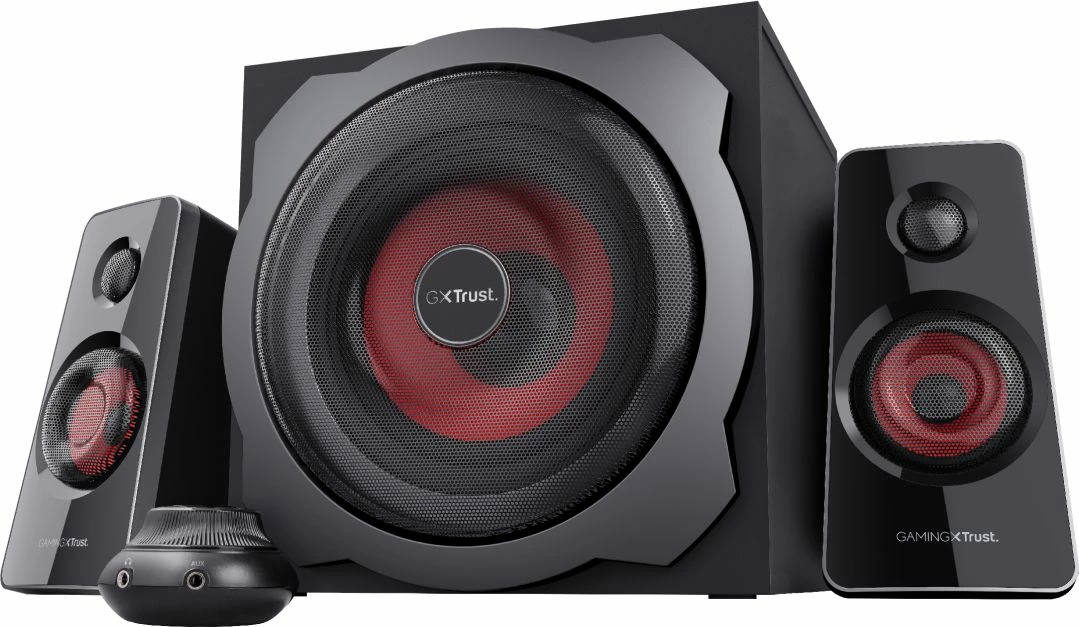 Altoparlantë për kompjuter Trust GXT 38 Tytan (19023) 2.1, 60W RMS (120W max), zezë/kuqe, set me subwoofer