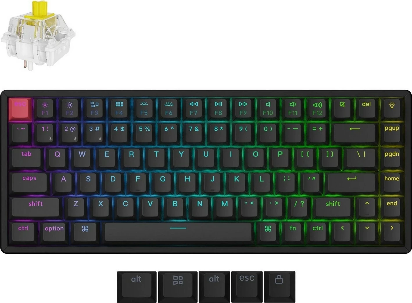 Tastierë mekanike Keychron K2 V3, 75%, Banana Switch, RGB, Hot-Swap, e zezë