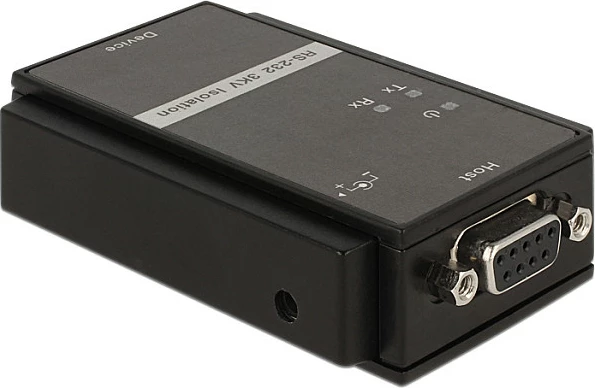 Izolator RS-232 DeLOCK 62500, DB9 mashkull në DB9 femër, LED indikatorë, i zi