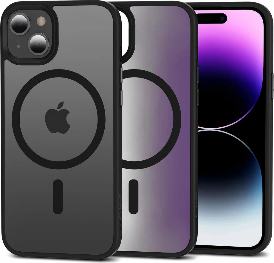 Mbështjellës Tech-Protect MagMat MagSafe për iPhone 15, Gjysem-transparent, Zi