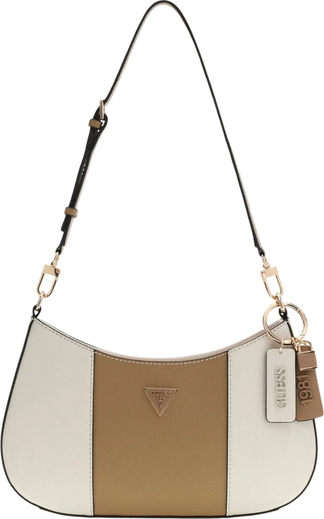 Çantë krahu Guess Noelle II Top Zip HWZG96 72180, bezhë-bardhë