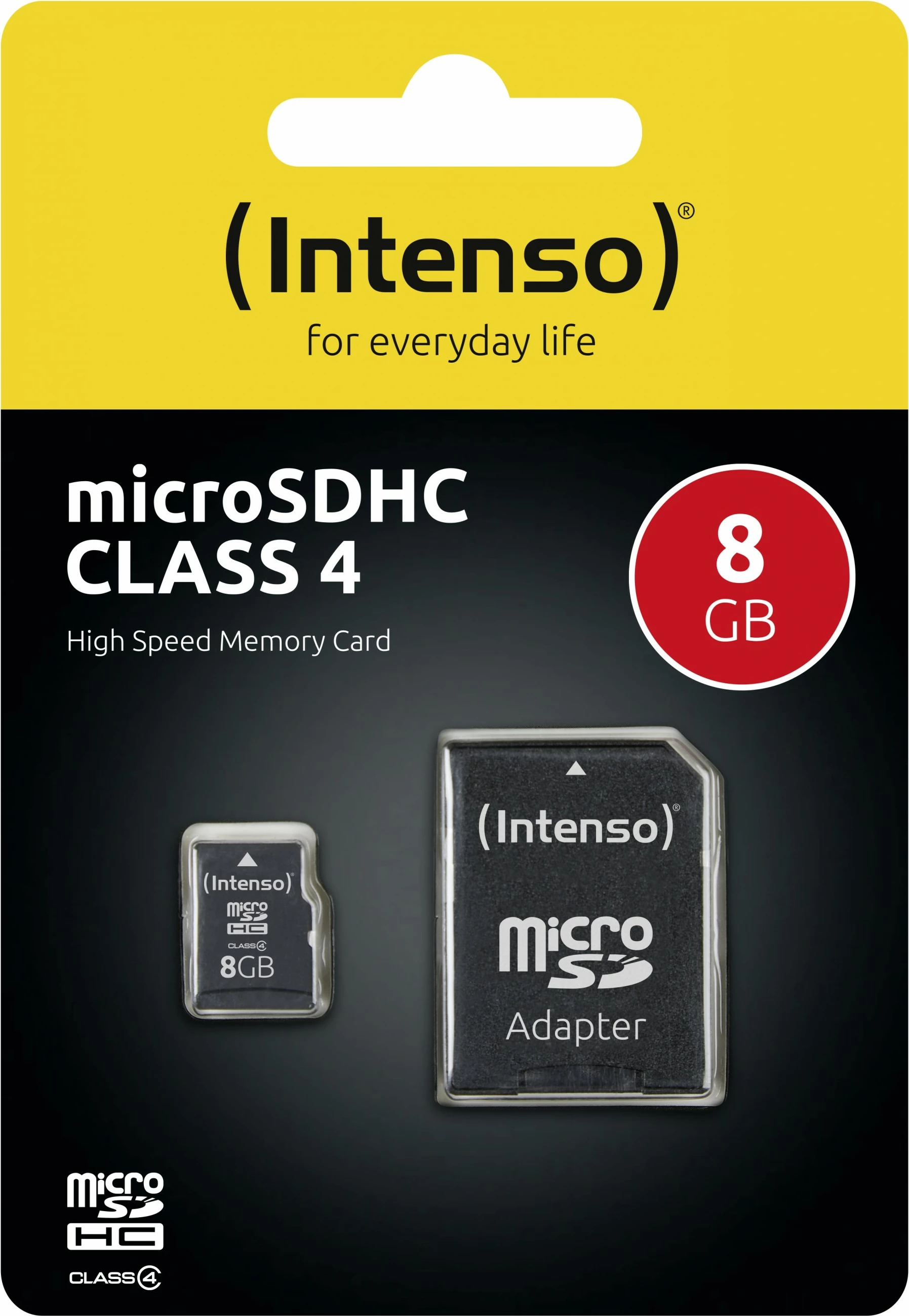 Kartelë memorie Intenso microSDHC 8GB me adapter, e zezë