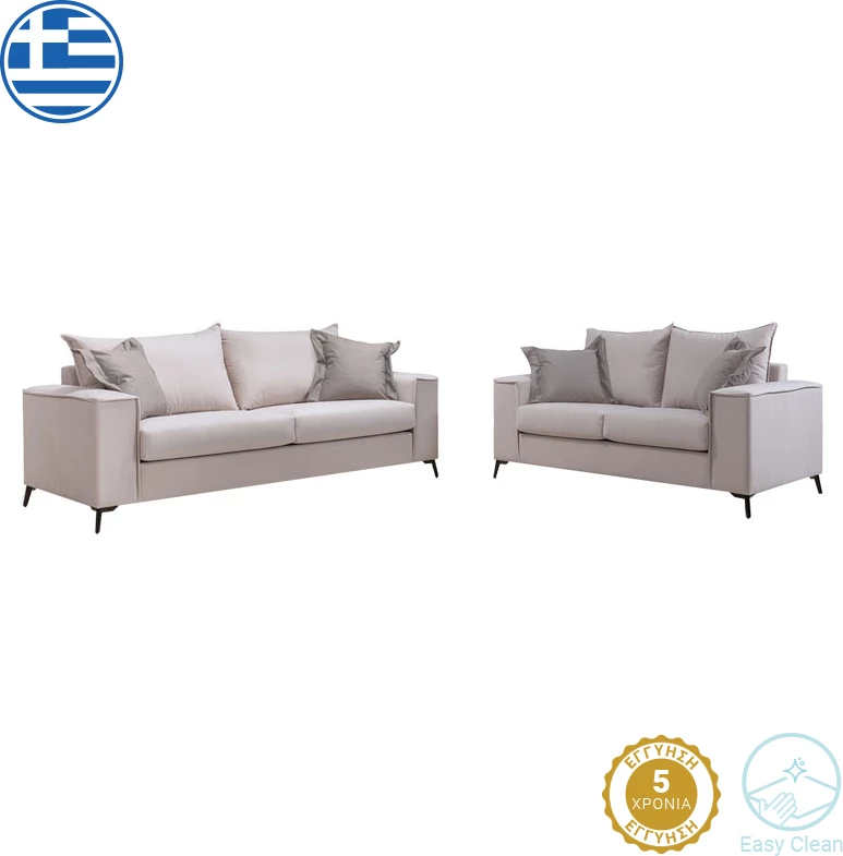 Set salloni Verona 2 pjesë 2-3 ulëse krem mak01 - jastëkë moka mak03