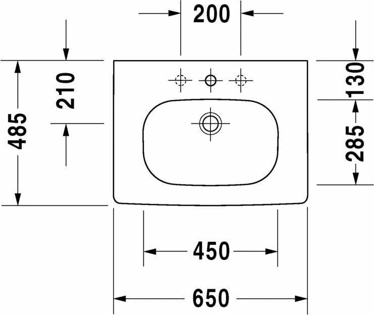 Lavaman Duravit D-Code 03426500002, 65 cm, montim në mur, 1 vrimë për rubinet, me overflow, i bardhë
