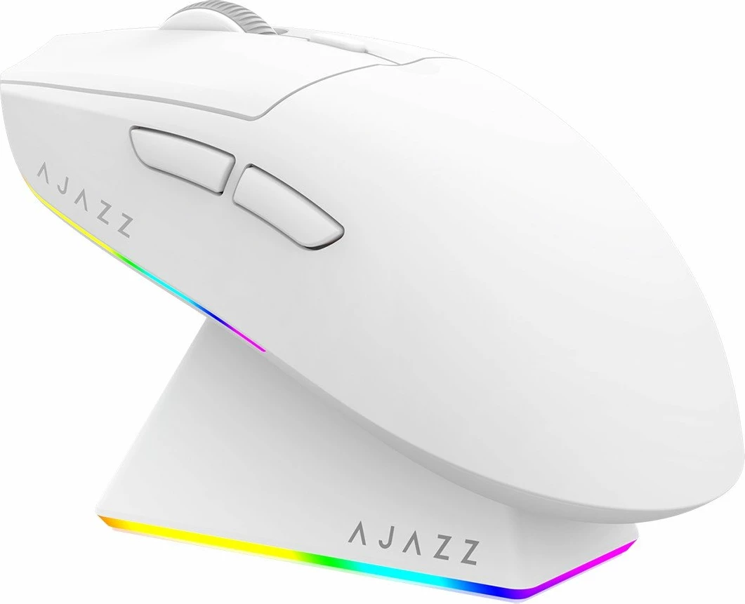 Maus gaming wireless Ajazz AJ139 V2 MC, PixArt PAW3311, 12000 DPI, 2.4G/Bluetooth/USB-C, i bardhë
