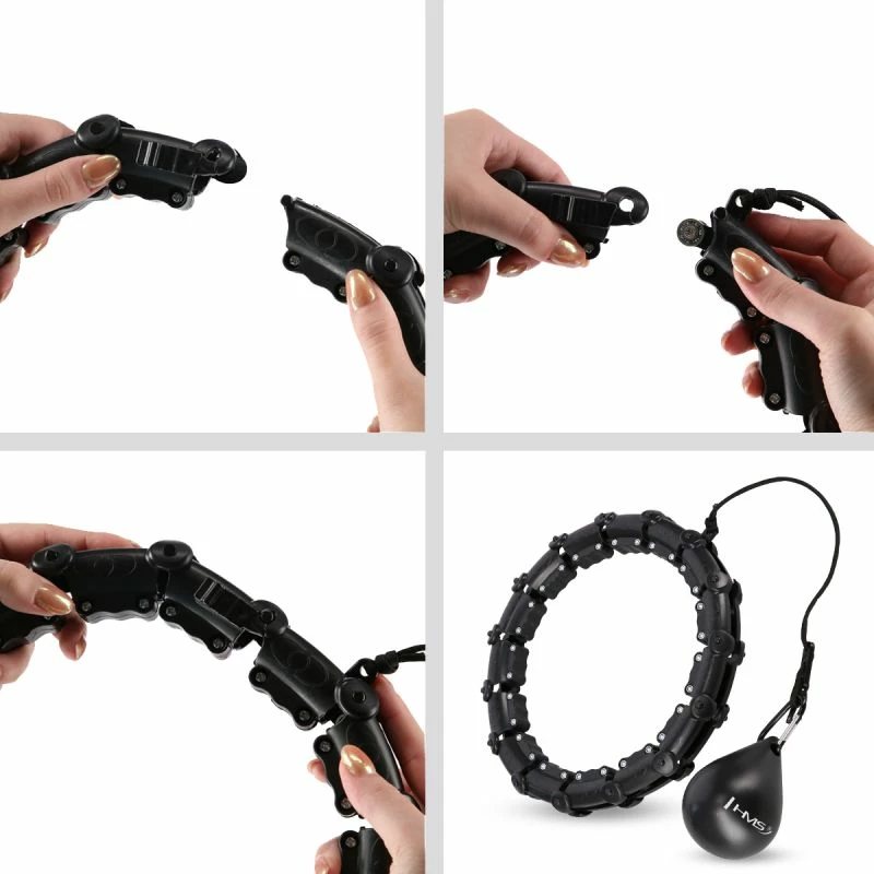 Set hula hop me peshë dhe rrip beli HMS HHW11 BR163, të zeza, plus size