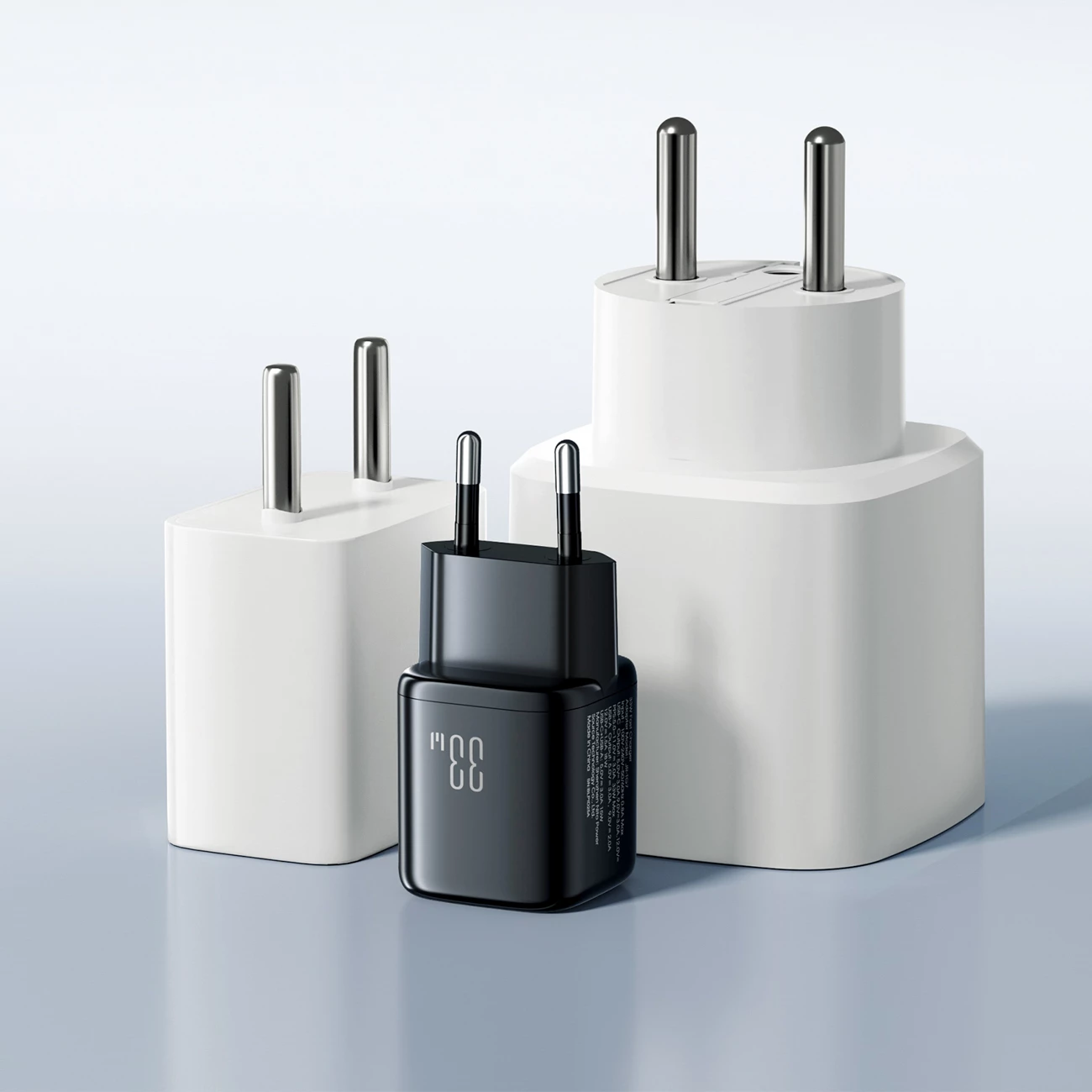 Karikues muri Joyroom JR-TG7 33W, 2x dalje USB-A + USB-C, me kabllo USB-C në Lightning 1m, i zi