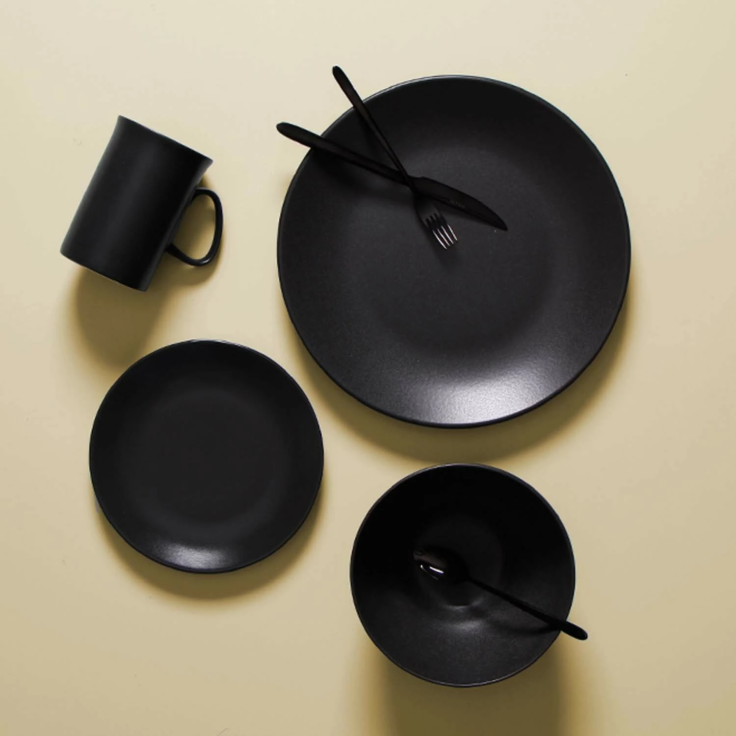 Tas trekëndor Porland Seasons Coal 200 mm, 820 ml, porcelan, i zi, set 6 copë