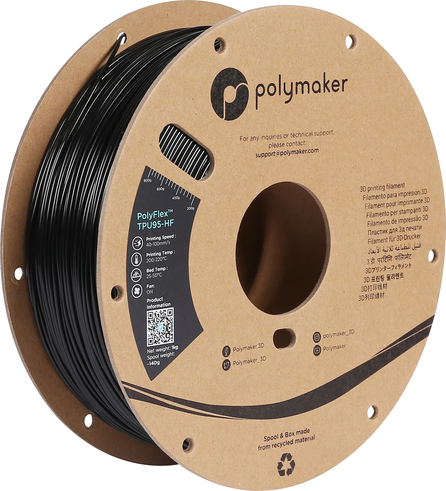 Filament 3D Polymaker PolyFlex TPU95-HF, 1.75mm, 1kg, i zi