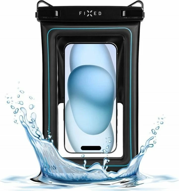 Mbështjellës i papërshkueshëm prej ujit Fixed Float Max universal deri 7.5\", IPX8, me litar qafe, i zi