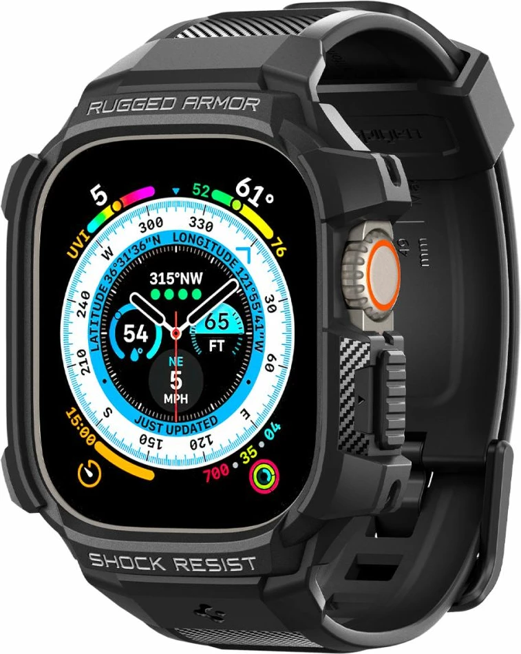 Mbështjellës Spigen Rugged Armor Pro për Apple Watch Ultra 49mm, i zi