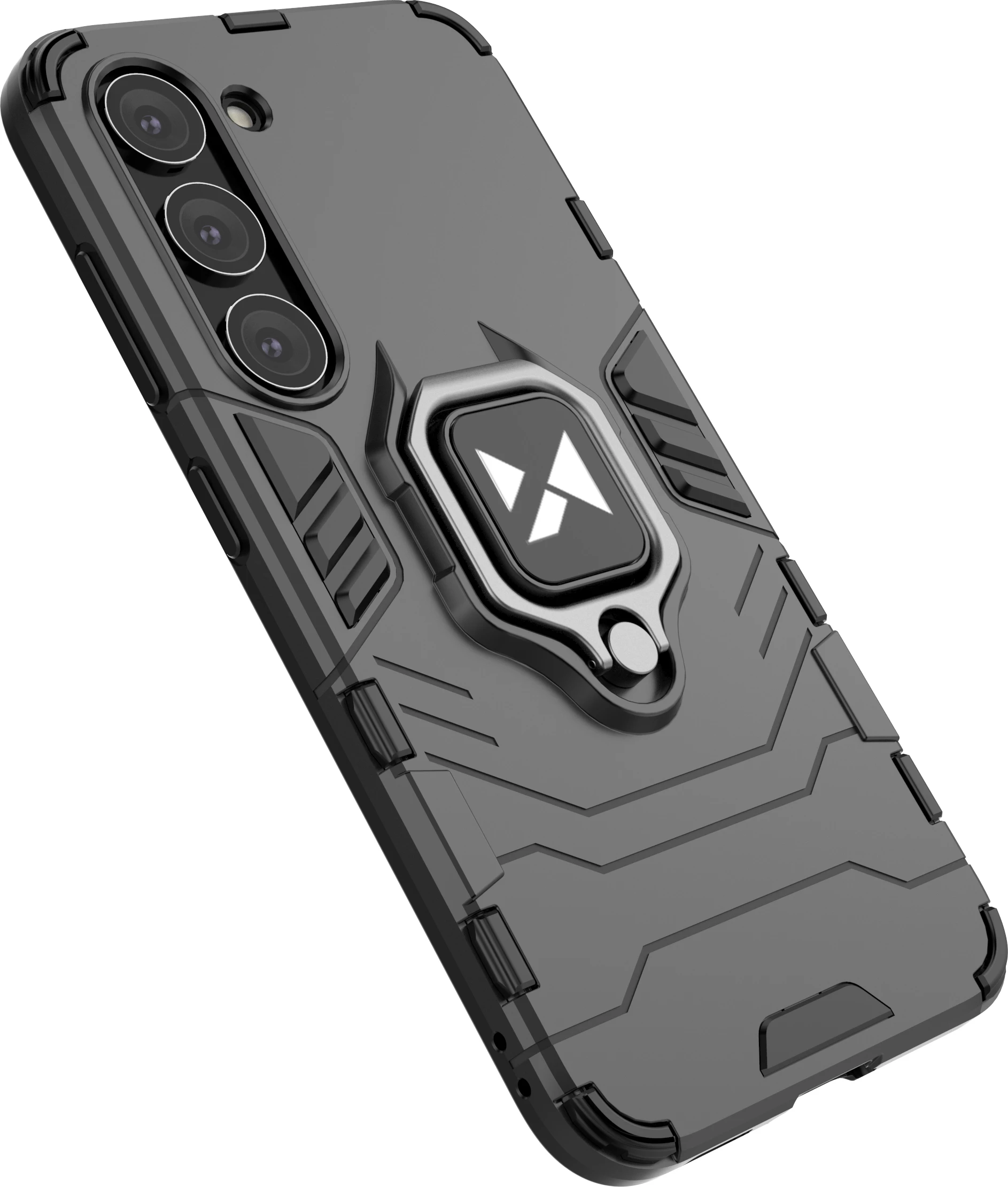 Mbështjellës Wozinsky Ring Armor për Samsung Galaxy S23, me mbajtëse unaze, i zi