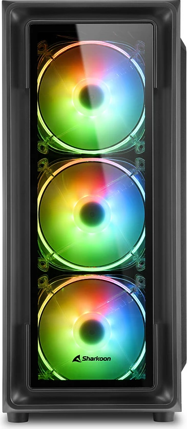 Kasë Sharkoon TK4 RGB, Midi Tower, ATX, 4 ventilatorë RGB, xham i temperuar, e zezë