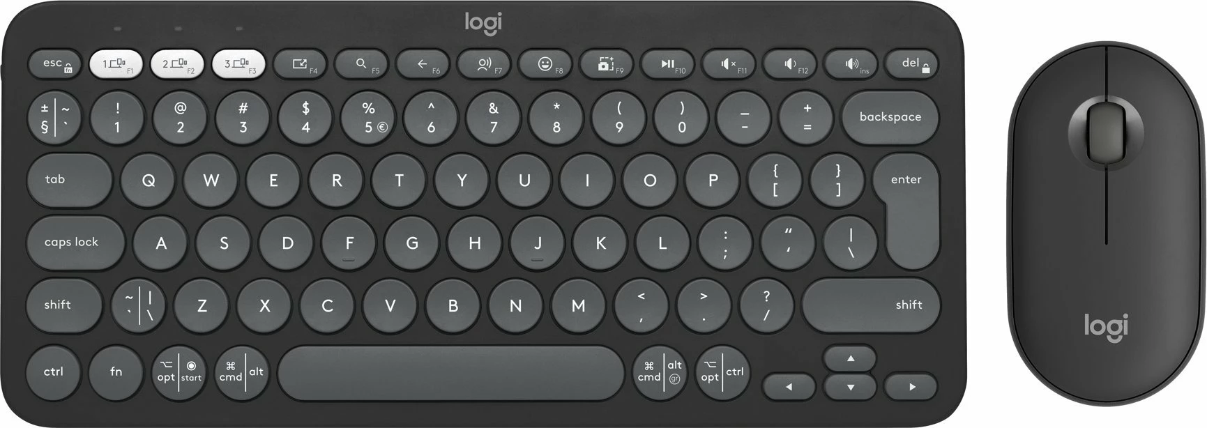 Set tastierë + Maus Logitech Pebble 2 Combo për Mac 920-012244, Bluetooth/Logi Bolt, US INTL, i zi
