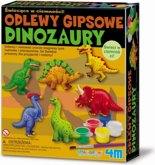 Set odleve gipsi dinosaurë 4m 3514, shumëngjyrësh, 6 forma, me ngjyra dhe magnetë