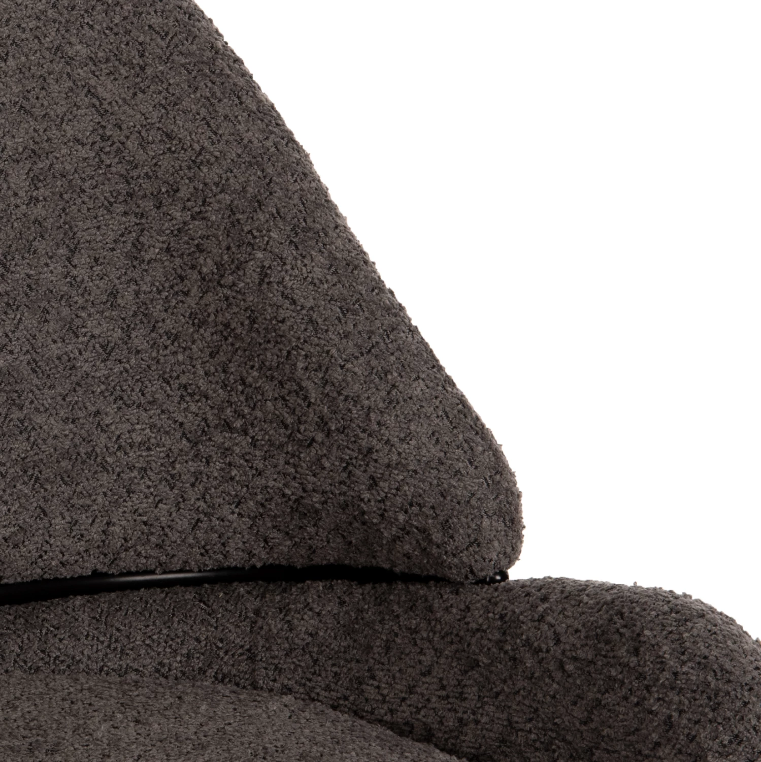 Karrige për bar, lartësi mesatare, FH8586.01, pëlhurë boucle gri, këmbë metalike të zeza, 55x62x105H cm