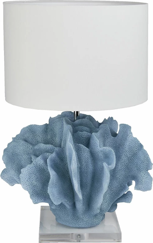 Llambë tavoline Ocean, polirezine, blu-bardhë, 40x39x63cm