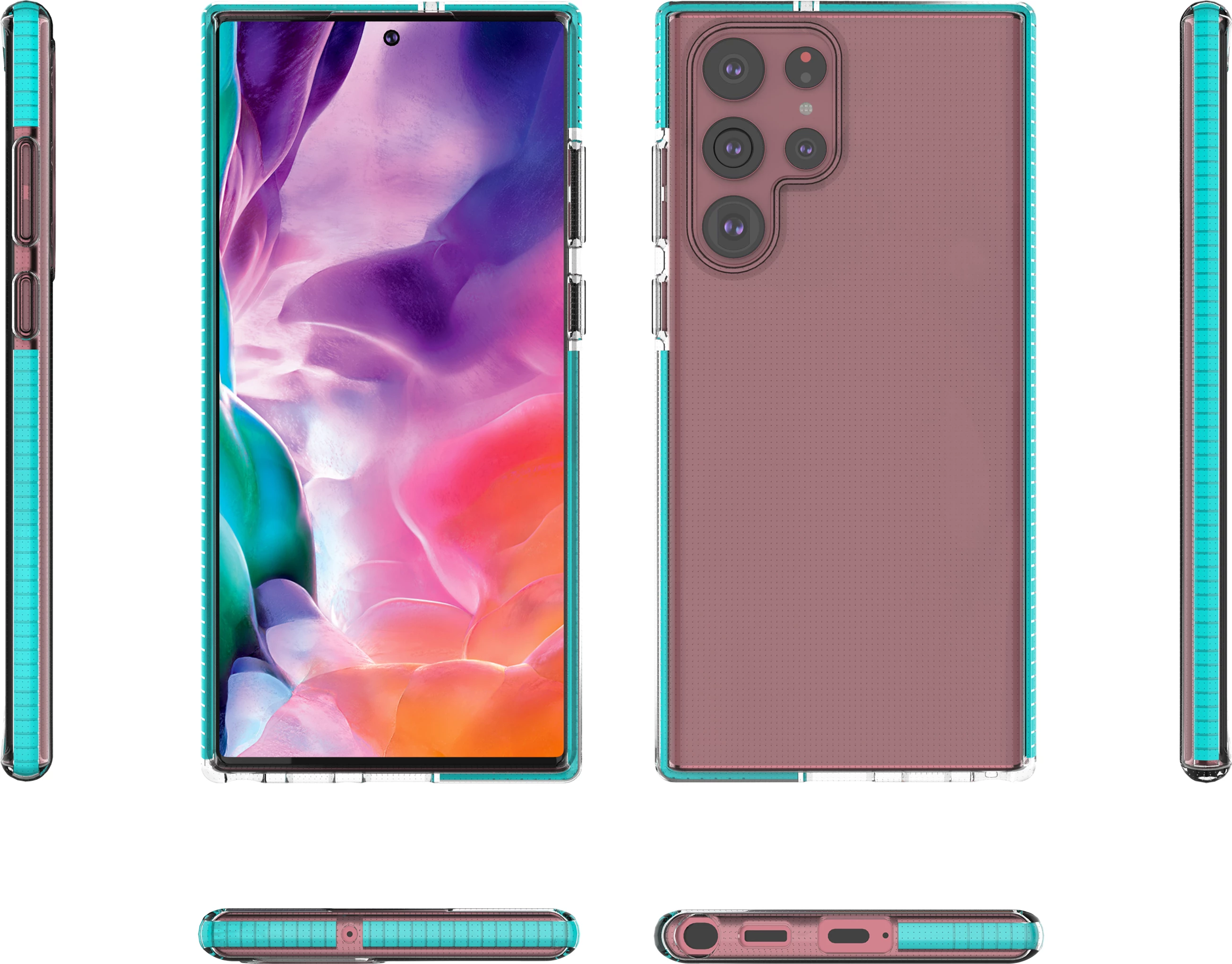 Mbështjellës Hurtel Spring Case për Samsung Galaxy S22 Ultra, xhel, transparent me kornizë rozë të lehtë