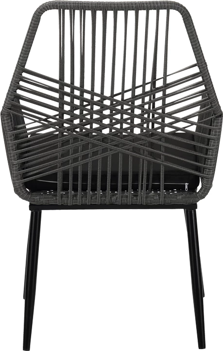 Karrige Tanish prej ratanit PE, ngjyrë gri, këmbë metalike të zeza, 58x58.5x87cm