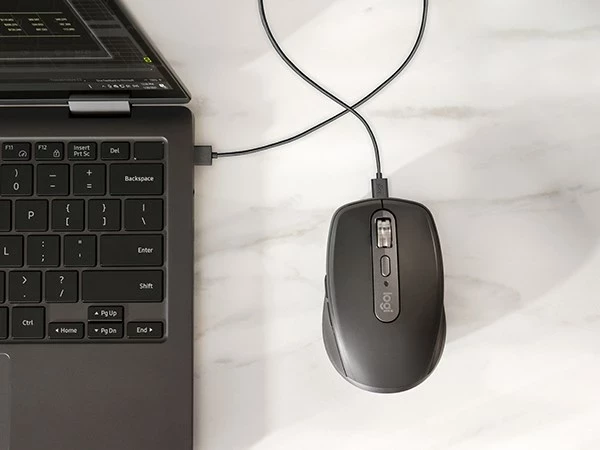 Maus Logitech MX Anywhere 3S për biznes, RF Wireless + Bluetooth, 8000 DPI, Grafit