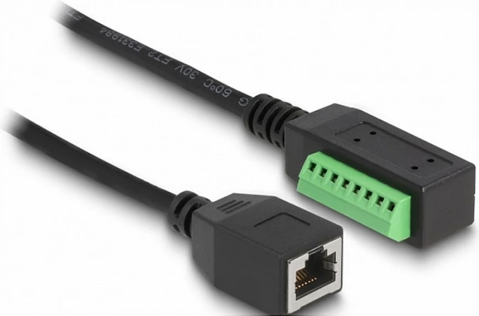 Kabllo adapter rrjeti DeLOCK RJ45 femër në terminal block 8-pin, Cat5e UTP, 0.215 m, e zezë/gjelbër