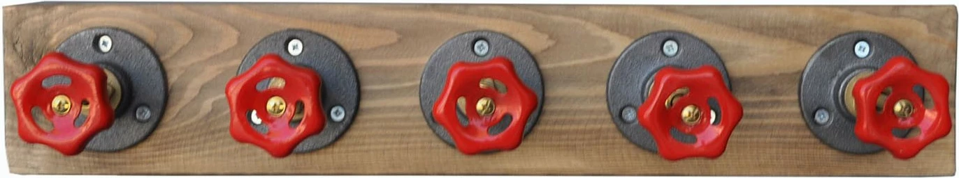 Varëse muri dekorative, dru bredhi, metal, ngjyrë arre, e zezë dhe e kuqe, Skye Decor, Boruraf085, 50x11x9 cm