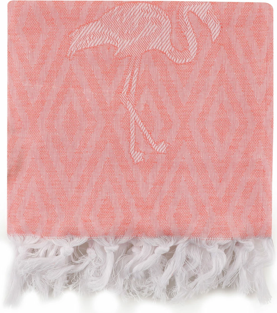 Peshqir plazhi Fouta, model Flamingo, ngjyrë salmon