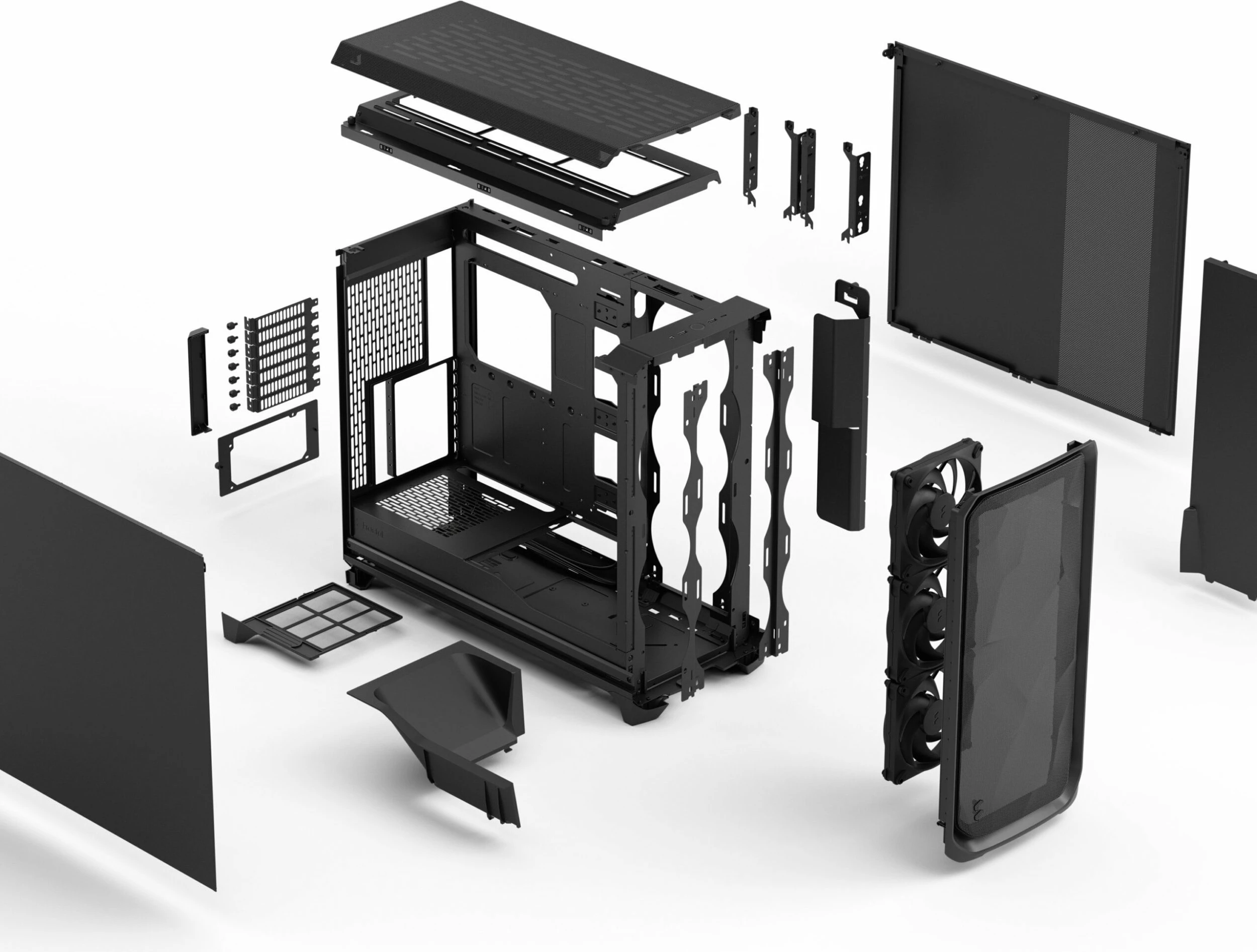 Kasë Fractal Design Meshify 3 XL Solid FD-C-MES3X-01, Midi Tower ATX/e-ATX, USB-C, e zezë