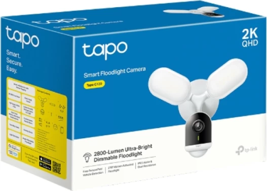 Kamerë sigurie outdoor TP-LINK Tapo C720, 2K QHD, reflektor 2800 lm, Wi‑Fi 2.4GHz, IP65, microSD deri 512GB, bardhë/zezë