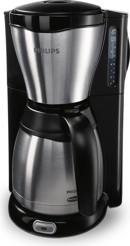 Aparat kafeje me filtër Philips Café Gaia HD7546/20, 1000 W, ibrik termo, zi/argjendtë