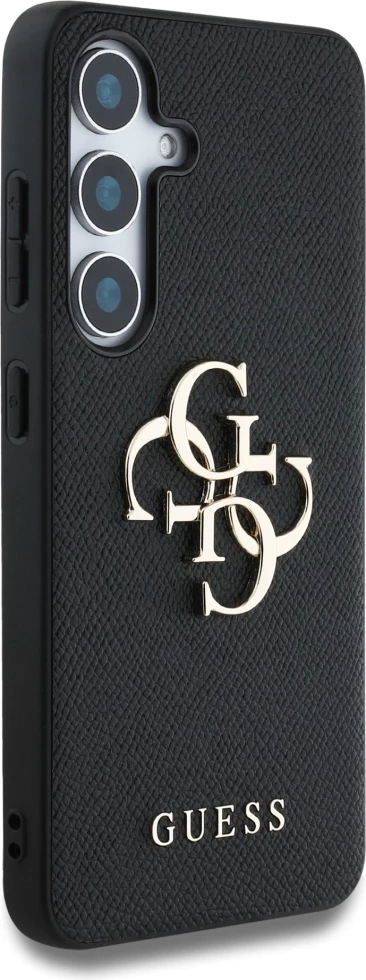 Mbështjellës Guess Grained Big 4G Logo Small Classic Logo për Samsung Galaxy S25, i zi
