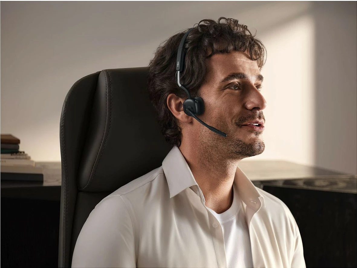 Kufje Shokz OpenMeet UC, Bluetooth pa tela, bone conduction, me adaptor USB-A, të zeza
