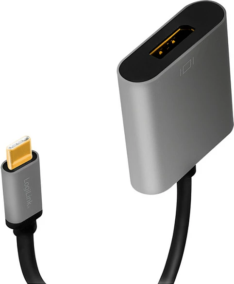 Adapter LogiLink USB-C në DisplayPort, 8K/60Hz, 0.15m, alumini, zi/gri