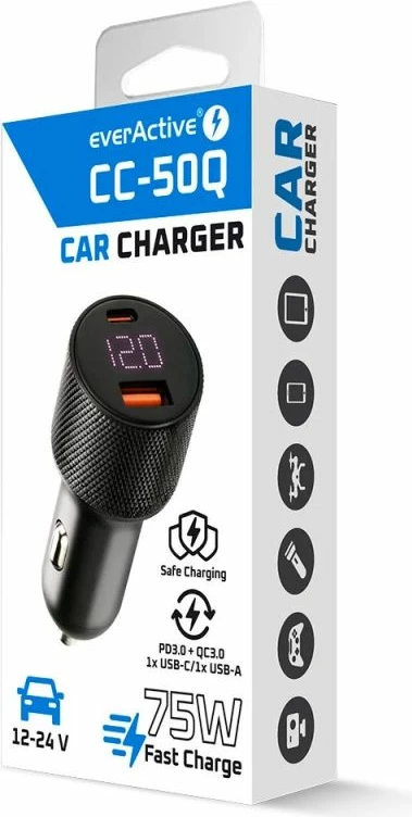 Karikues për veturë everActive CC-50Q 75W, i zi