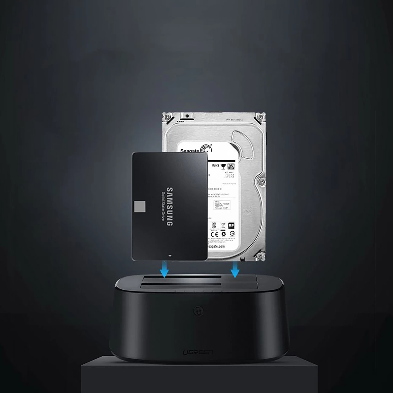 Docking station Ugreen CM198 50857 për HDD/SSD SATA 2.5"/3.5", USB 3.0, me furnizim EU, e zezë