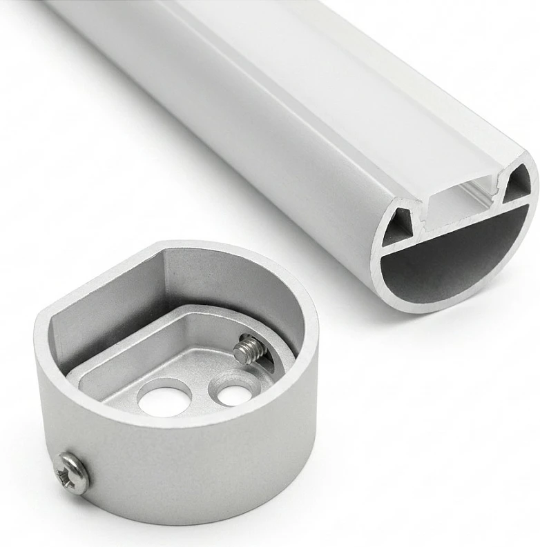 Kapak fundor për profil LED Synergy21 ALU077, set, alumin, argjendtë